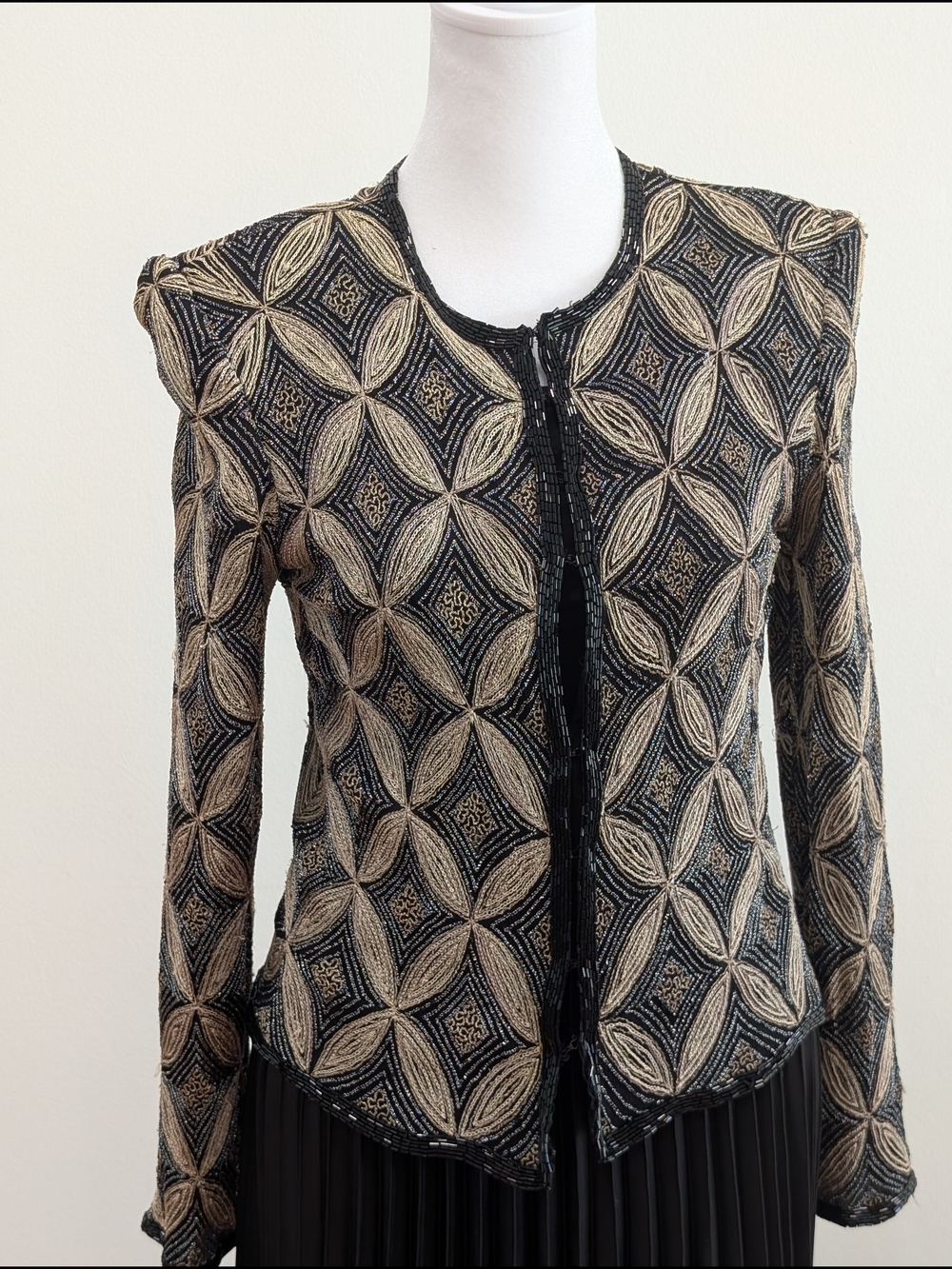 Vintage Adriana Papell Beaded Black and Gold Jacket